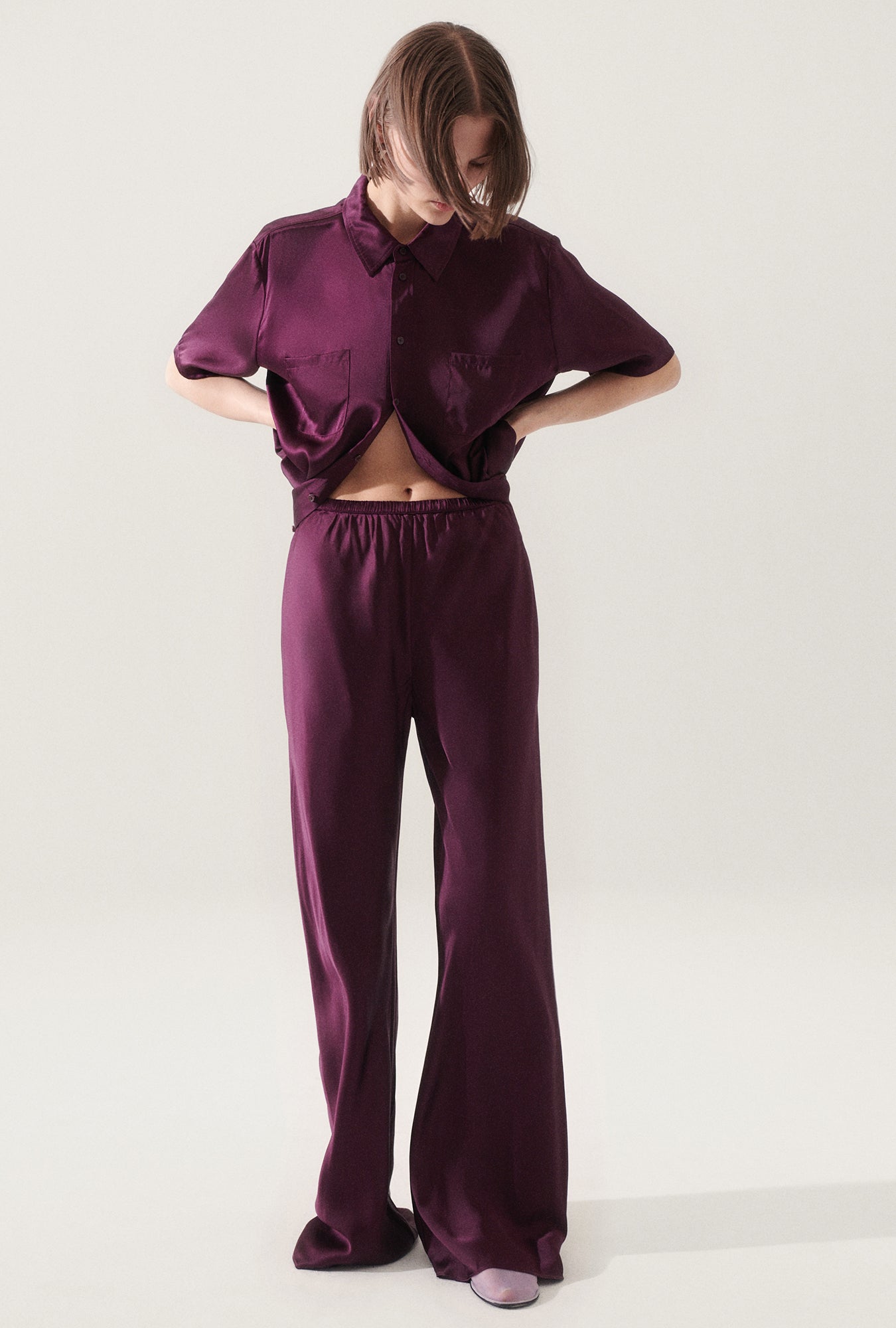 BIAS CUT PANTS BLOOD PLUM