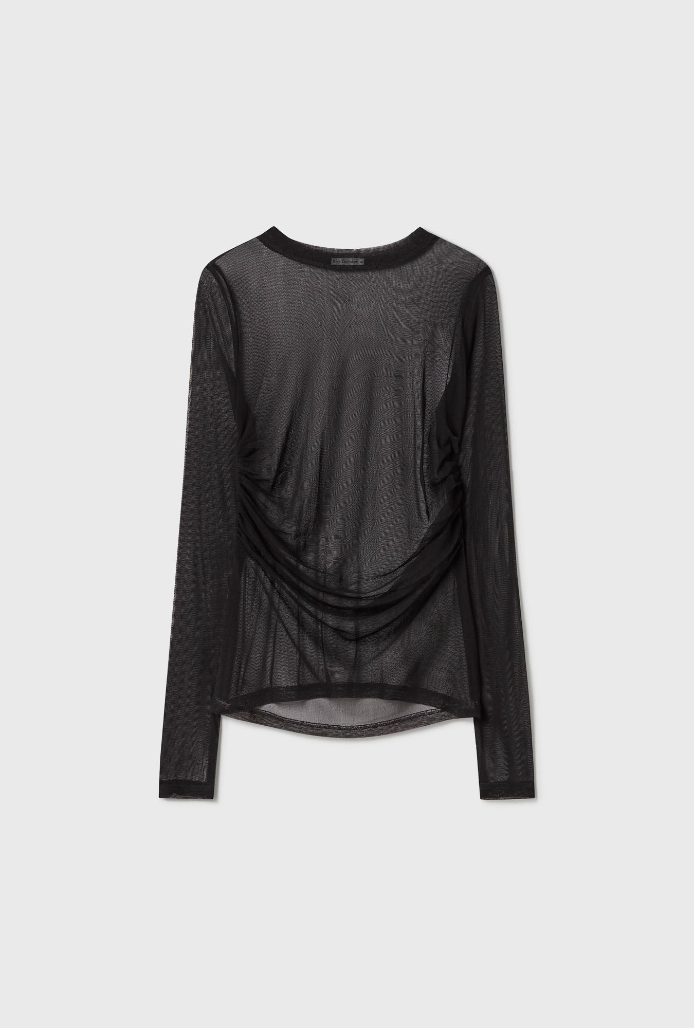 MESH BOAT NECK LONG SLEEVE T-SHIRT BLACK