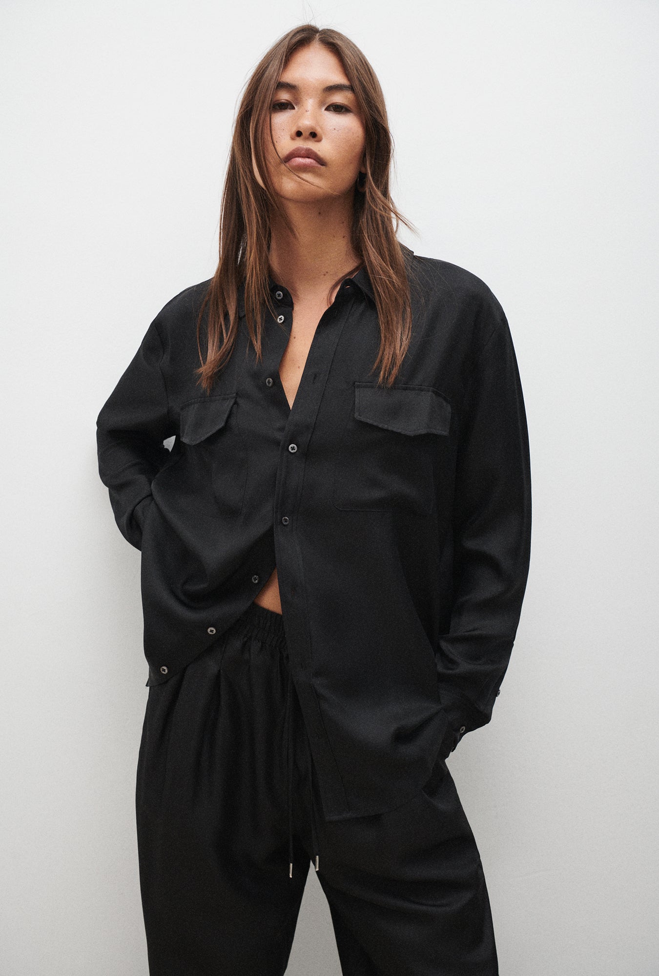 TWILL BOYFRIEND SHIRT BLACK