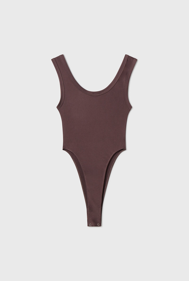 JERSEY MODAL CUTAWAY BODYSUIT CACAO