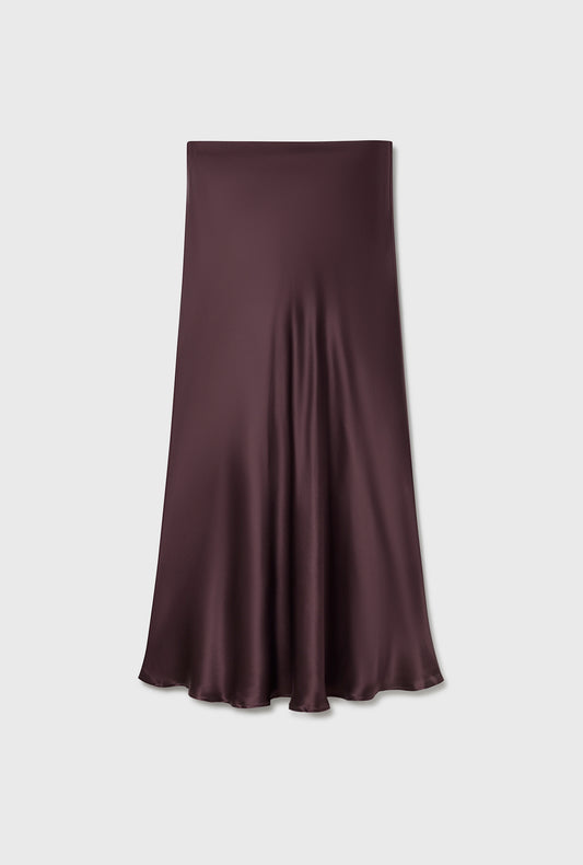 LONG BIAS CUT SKIRT CACAO