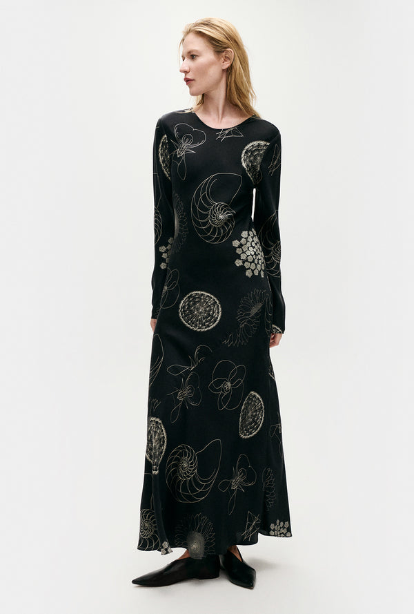 FULL SLEEVE BIAS DRESS FIBONACCI BLACK