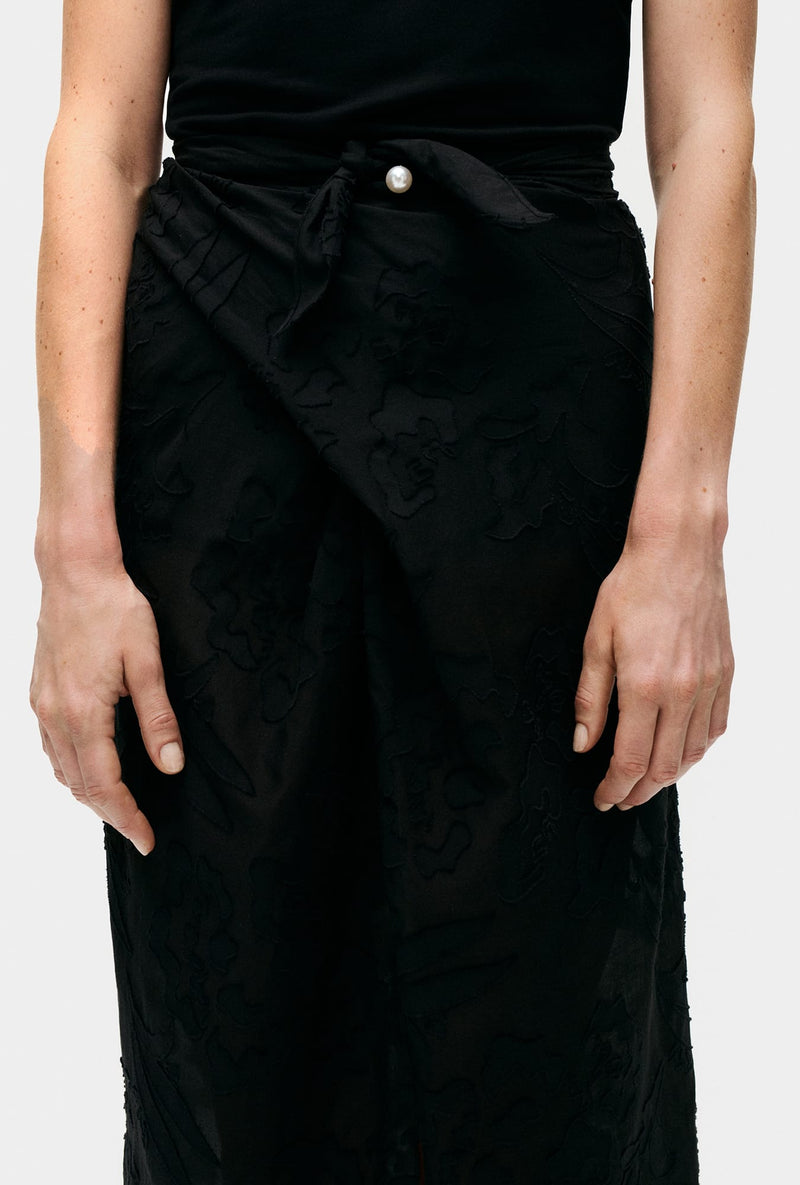 CLIP SILK WRAP SKIRT TULIPA BLACK