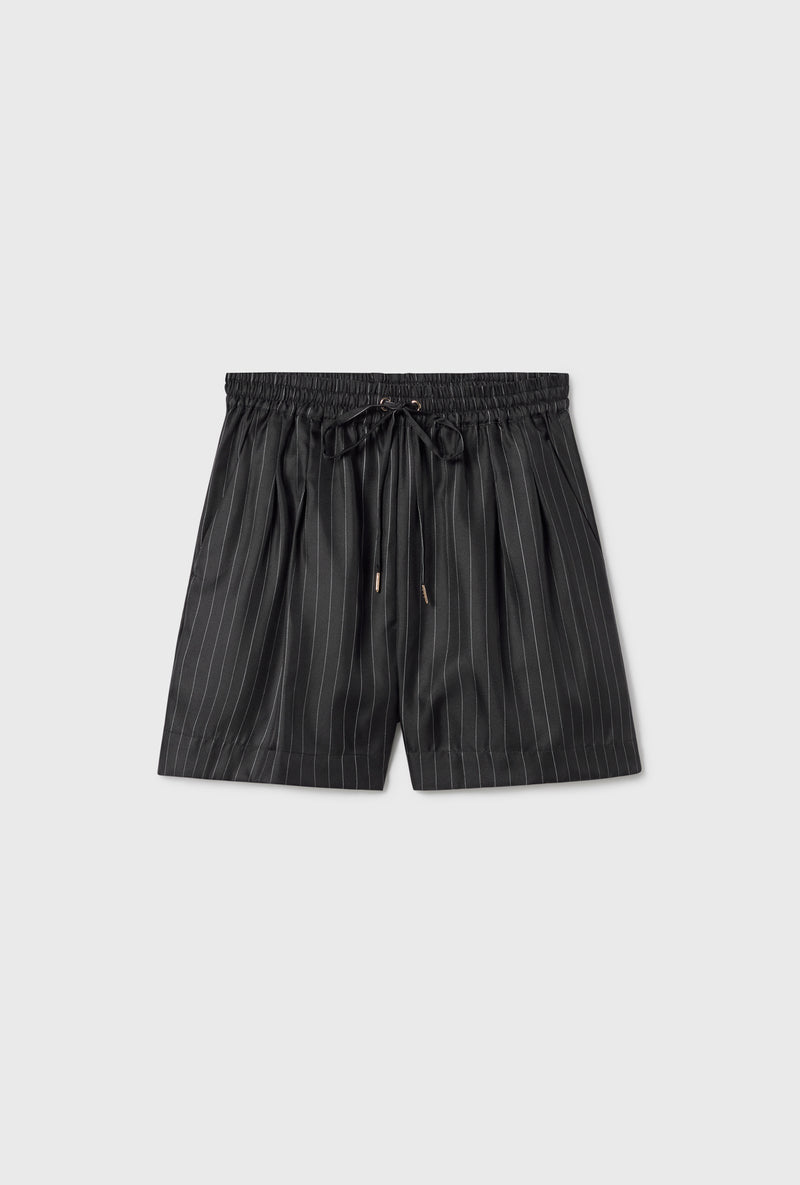 TWILL SLOUCH SHORTS PINSTRIPE BLACK / WHITE