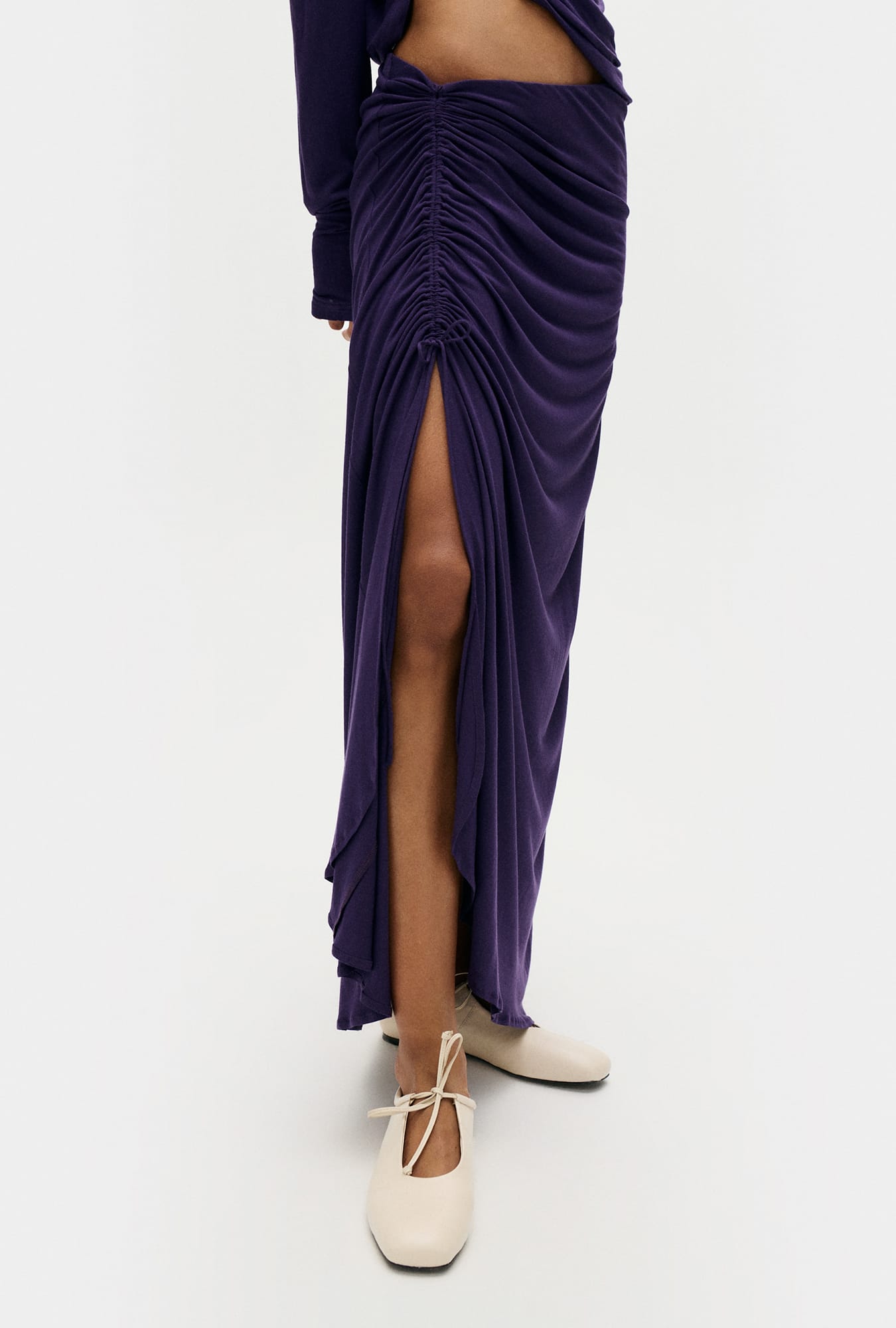 JERSEY MODAL RUCHED SKIRT NIGHTSHADE