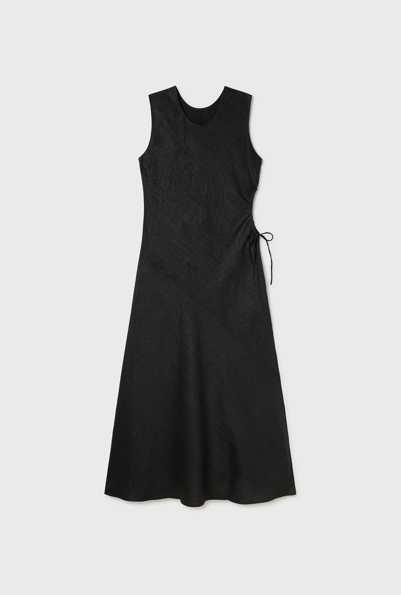 MUD SILK KEYHOLE DRESS BLACK