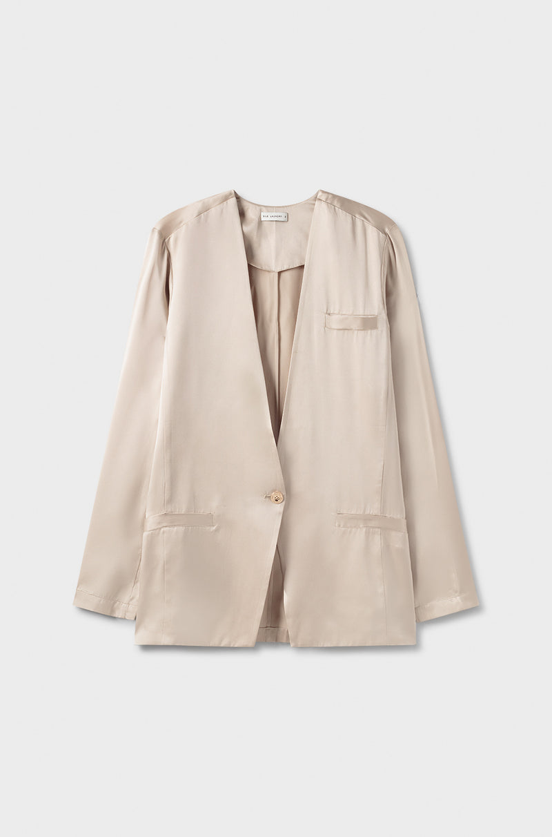 COLLARLESS BLAZER HAZELNUT