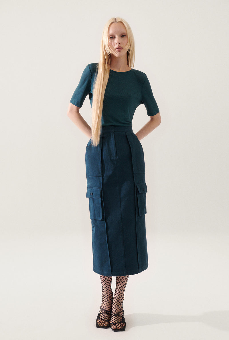 CANVAS CARGO SKIRT TEAL