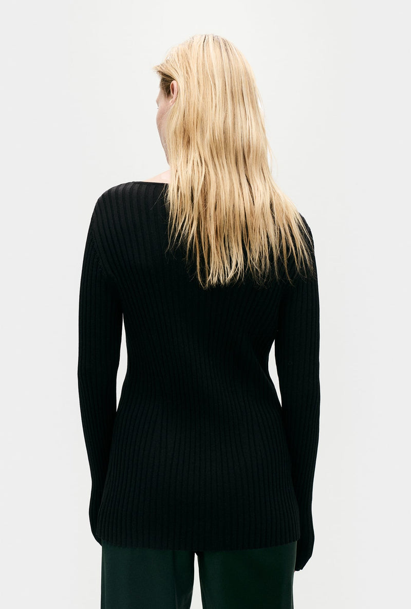 RIBBED KIA CARDIGAN BLACK