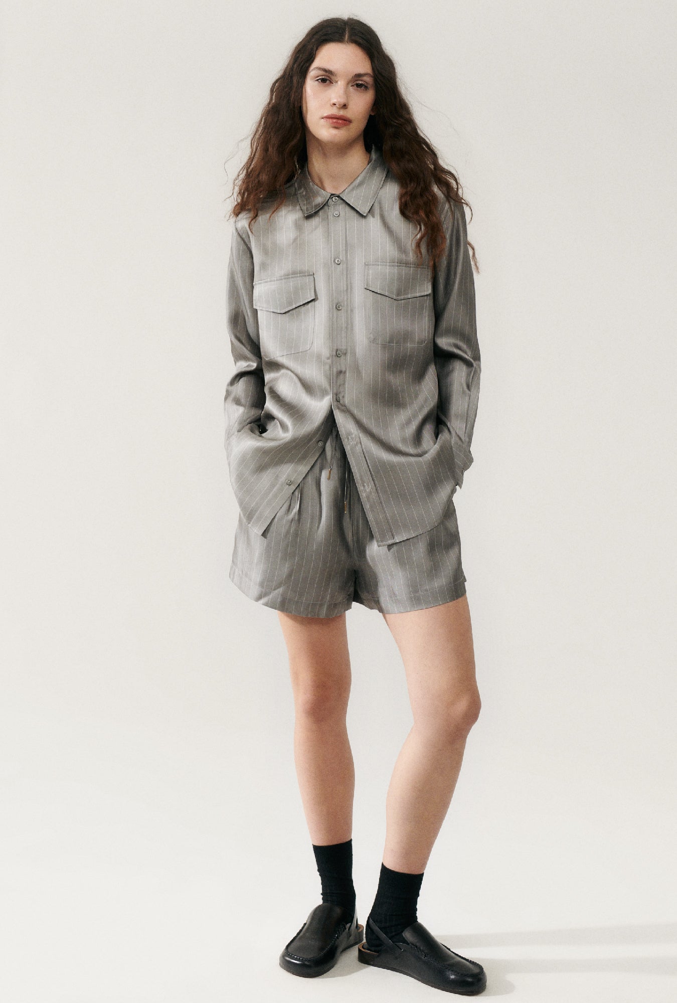 TWILL BOYFRIEND SHIRT MOON PINSTRIPE